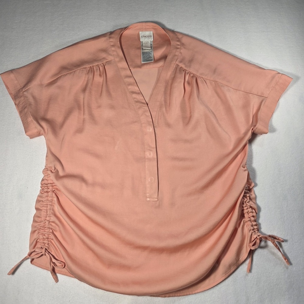 Chico's Women's Peach Spring or Summer Side Tie Lightweight Blouse Size 0